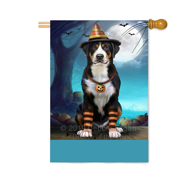 Personalized Happy Halloween Trick or Treat Greater Swiss Mountain Dog Candy Corn Custom House Flag FLG64097