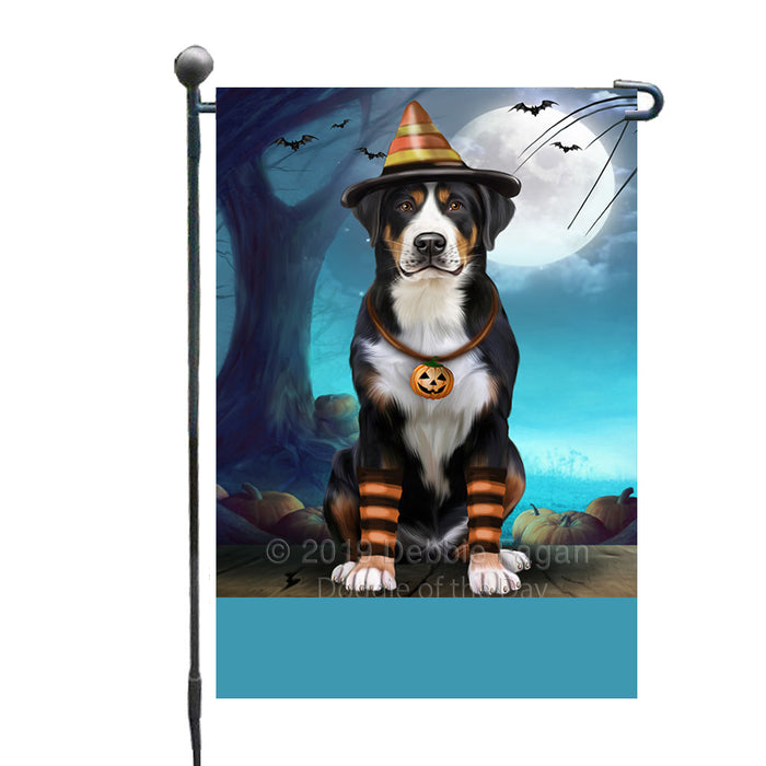 Personalized Happy Halloween Trick or Treat Greater Swiss Mountain Dog Candy Corn Custom Garden Flag GFLG64406