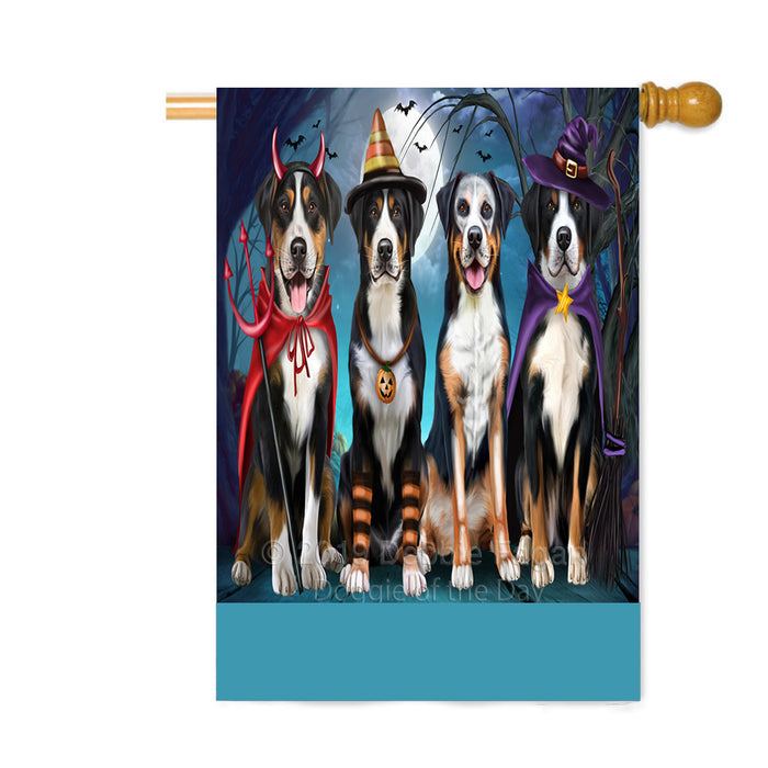 Personalized Happy Halloween Trick or Treat Greater Swiss Mountain Dogs Custom House Flag FLG64049