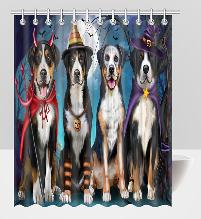 Halloween Trick or Teat Greater Swiss Mountain Dog Shower Curtain