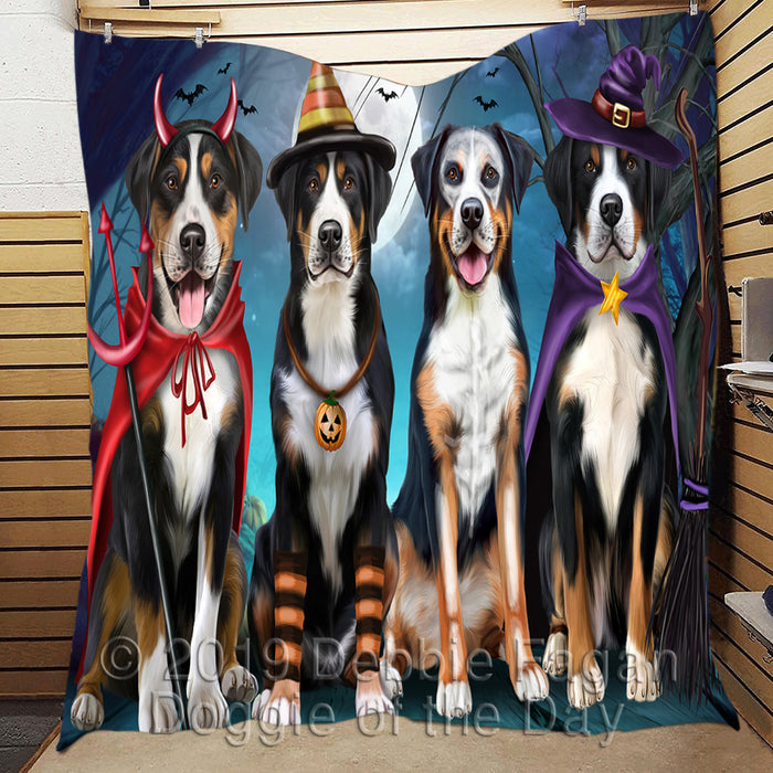 Happy Halloween Trick or Treat Greater Swiss Mountain Dogs Lightweight Soft Bedspread Coverlet Bedding Quilt QUILT60386