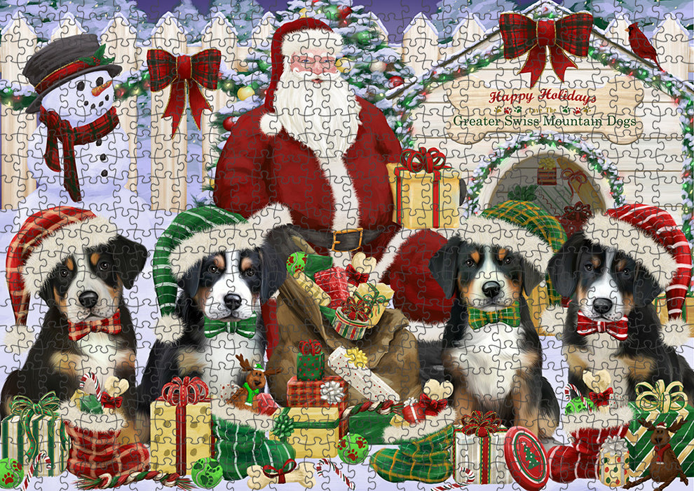 Christmas Dog House Greater Swiss Mountain Dogs Puzzle with Photo Tin PUZL61743