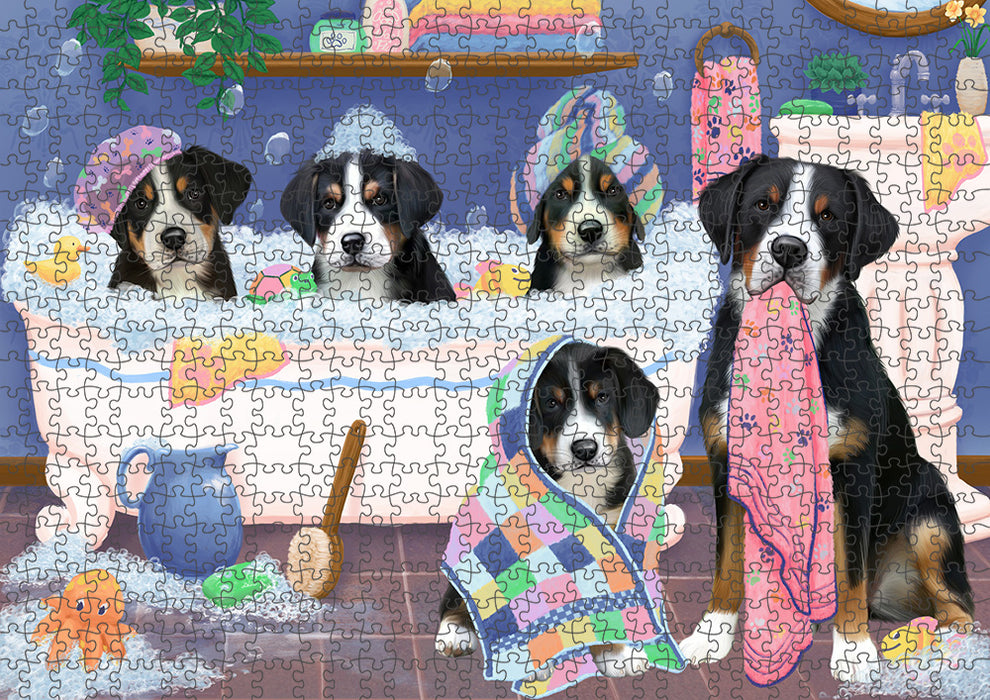 Rub A Dub Dogs In A Tub Greater Swiss Mountain Dogs Puzzle with Photo Tin PUZL95376