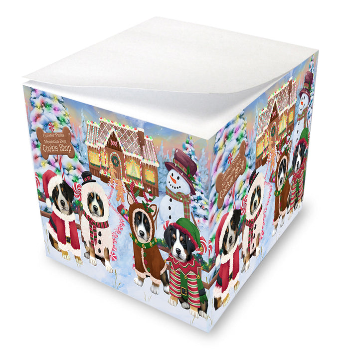 Holiday Gingerbread Cookie Shop Greater Swiss Mountain Dogs Note Cube NOC54477