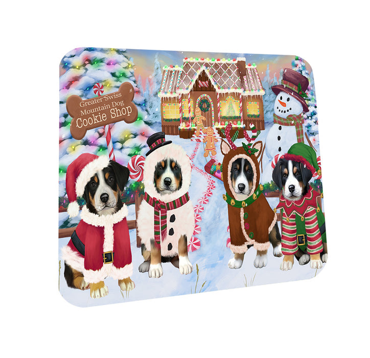 Holiday Gingerbread Cookie Shop Greater Swiss Mountain Dogs Coasters Set of 4 CST56363