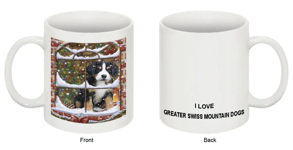 Please Come Home For Christmas Greater Swiss Mountain Dog Sitting In Window Coffee Mug MUG49032