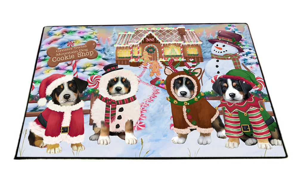 Holiday Gingerbread Cookie Shop Greater Swiss Mountain Dogs Floormat FLMS53262