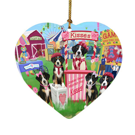 Carnival Kissing Booth Greater Swiss Mountain Dogs Heart Christmas Ornament HPOR56194