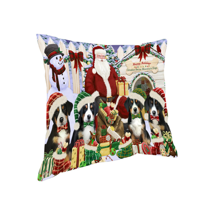 Christmas Dog House Greater Swiss Mountain Dogs Pillow PIL66572