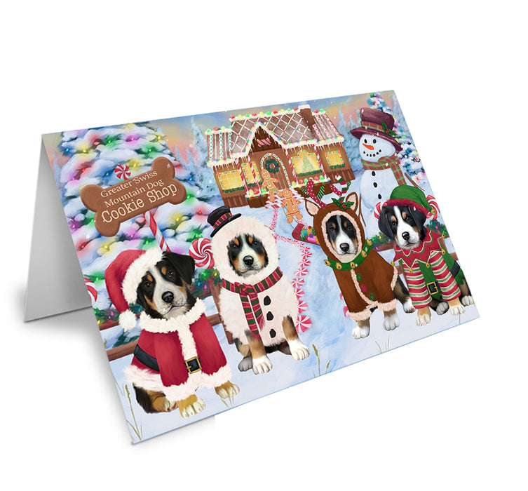Holiday Gingerbread Cookie Shop Greater Swiss Mountain Dogs Handmade Artwork Assorted Pets Greeting Cards and Note Cards with Envelopes for All Occasions and Holiday Seasons GCD73730