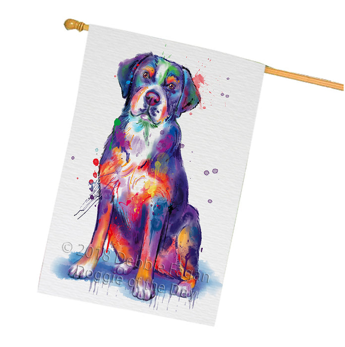 Watercolor Greater Swiss Mountain Dog House Flag FLG65113