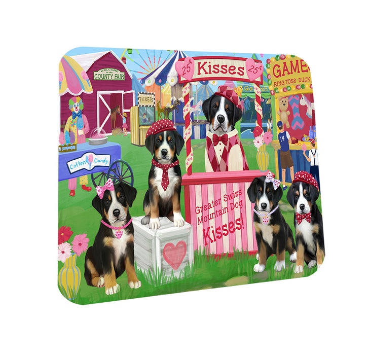 Carnival Kissing Booth Greater Swiss Mountain Dogs Coasters Set of 4 CST55796