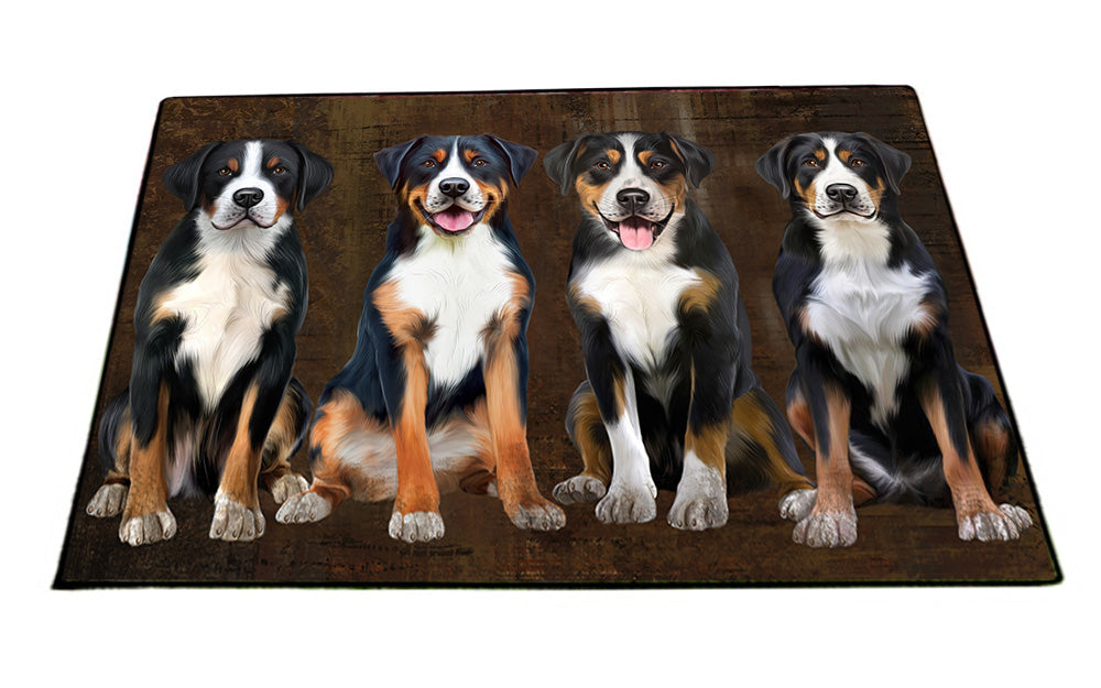 Rustic 4 Greater Swiss Mountain Dogs Floormat FLMS54616