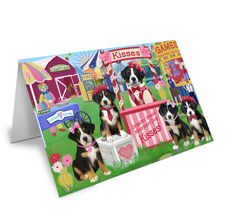 Carnival Kissing Booth Greater Swiss Mountain Dogs Handmade Artwork Assorted Pets Greeting Cards and Note Cards with Envelopes for All Occasions and Holiday Seasons GCD72029