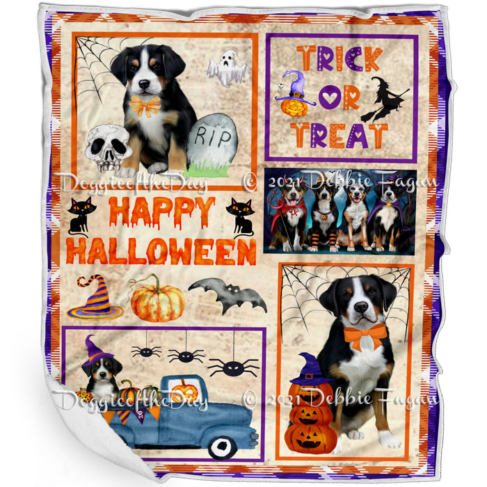 Happy Halloween Trick or Treat Greater Swiss Mountain Dogs Blanket BLNKT143753