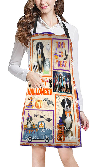 Happy Halloween Trick or Treat Greater Swiss Mountain Dogs Cooking Kitchen Adjustable Apron Apron49325