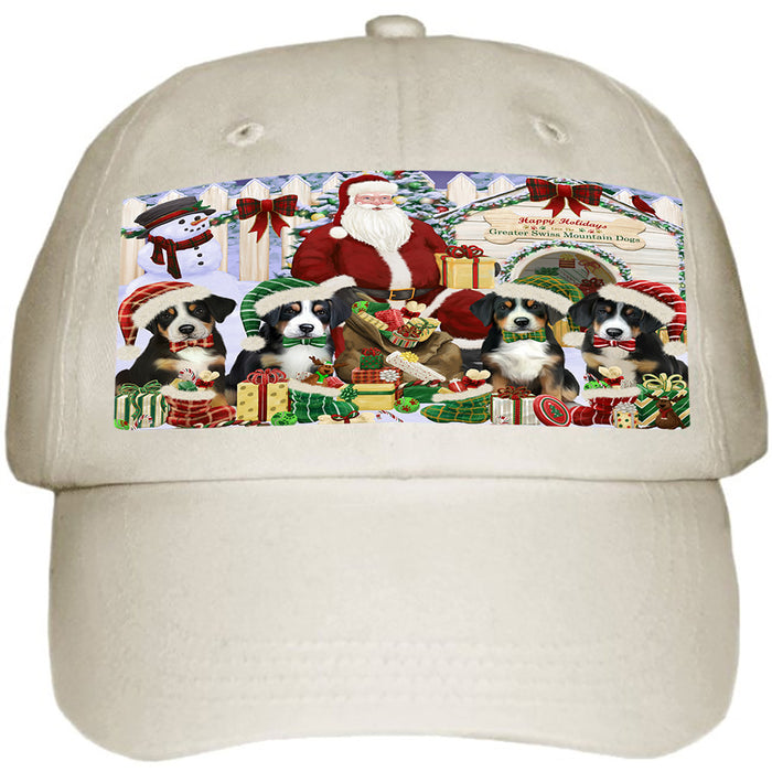 Christmas Dog House Greater Swiss Mountain Dogs Ball Hat Cap HAT61545