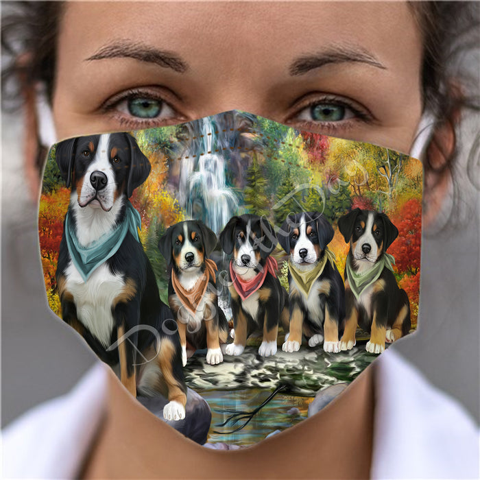 Scenic Waterfall Greater Swiss Mountain Dogs Face Mask FM49307