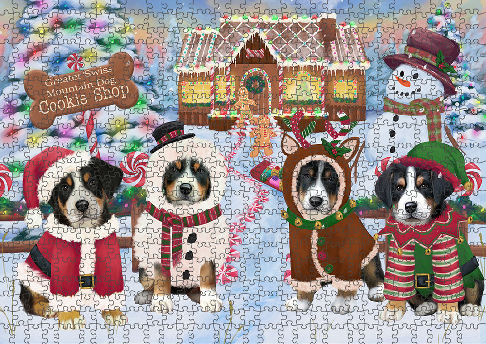 Holiday Gingerbread Cookie Shop Greater Swiss Mountain Dogs Puzzle with Photo Tin PUZL93820