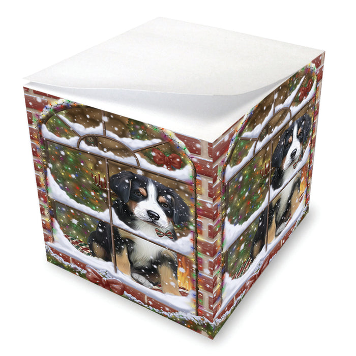 Please Come Home For Christmas Greater Swiss Mountain Dog Sitting In Window Note Cube NOC55280