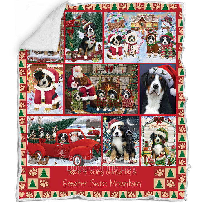 Love is Being Owned Christmas Greater Swiss Mountain Dogs Blanket BLNKT143473
