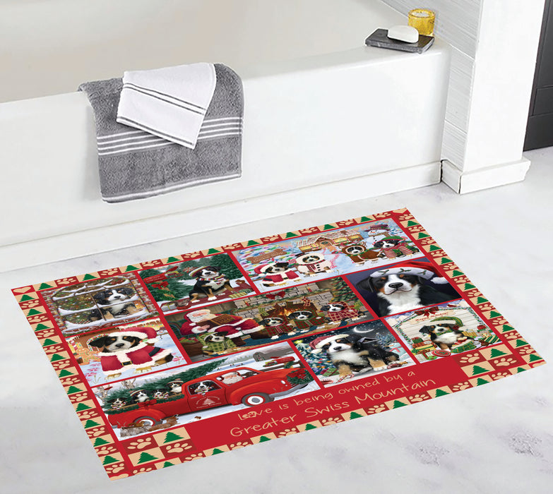 Love is Being Owned Christmas Greater Swiss Mountain Dogs Bath Mat