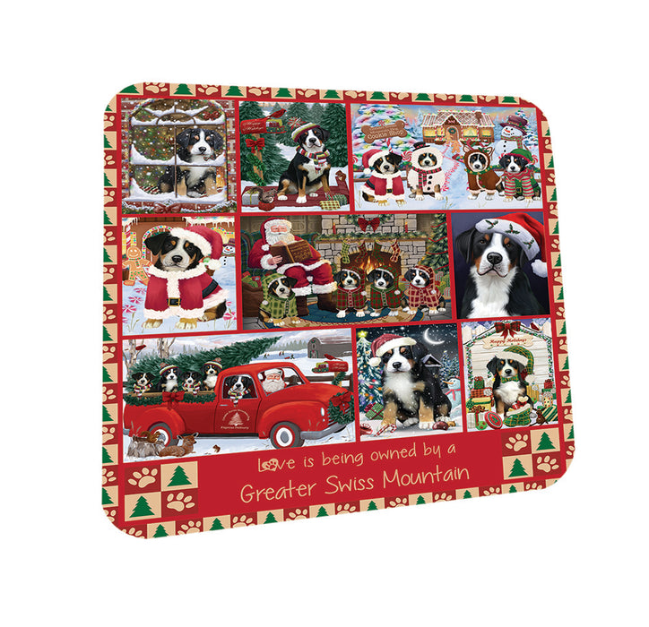 Love is Being Owned Christmas Greater Swiss Mountain Dogs Coasters Set of 4 CST57188