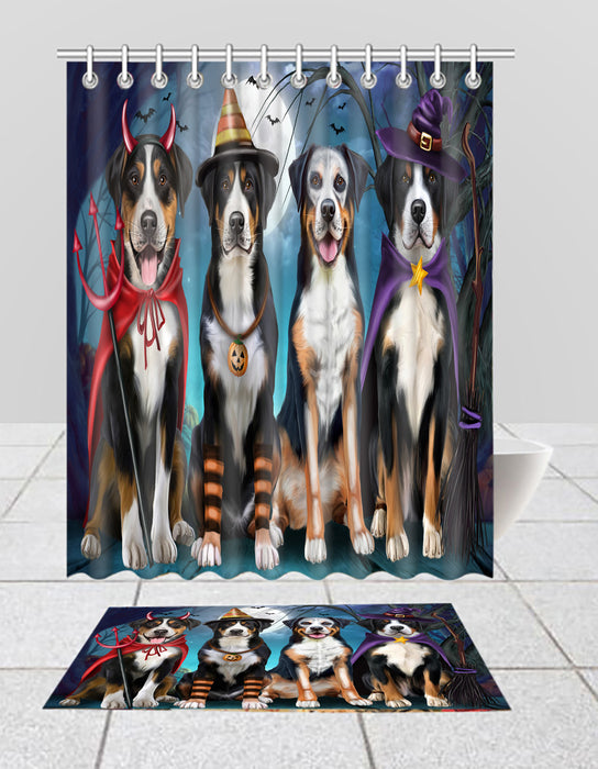 Halloween Trick or Teat Greater Swiss Mountain Dog  Bath Mat and Shower Curtain Combo
