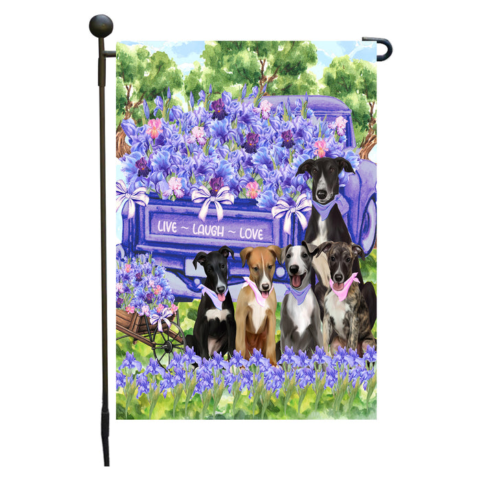 Greyhound Dogs Garden Flag for Dog and Pet Lovers, Explore a Variety of Designs, Custom, Personalized, Weather Resistant, Double-Sided, Outdoor Garden Yard Decoration