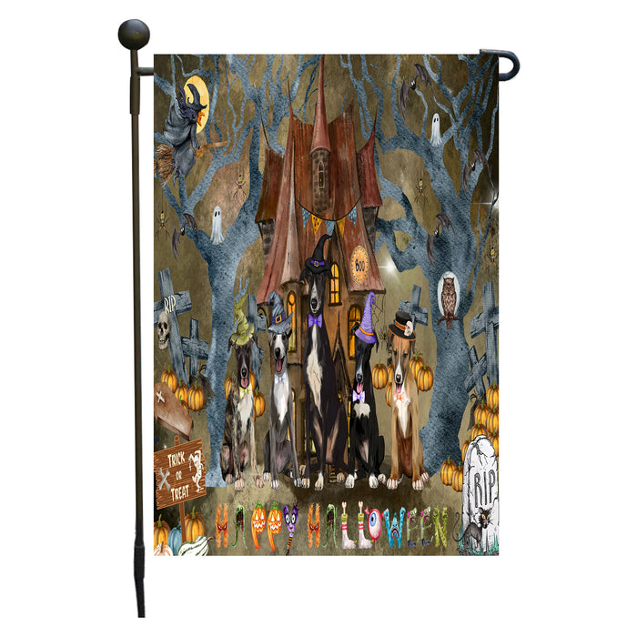 Greyhound Dogs Garden Flag: Explore a Variety of Designs, Personalized, Custom, Weather Resistant, Double-Sided, Outdoor Garden Halloween Yard Decor for Dog and Pet Lovers