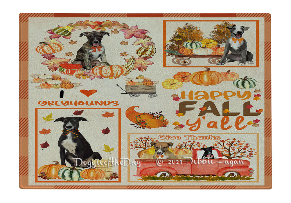 Happy Fall Y'all Pumpkin Greyhound Dogs Cutting Board - Easy Grip Non-Slip Dishwasher Safe Chopping Board Vegetables C79903