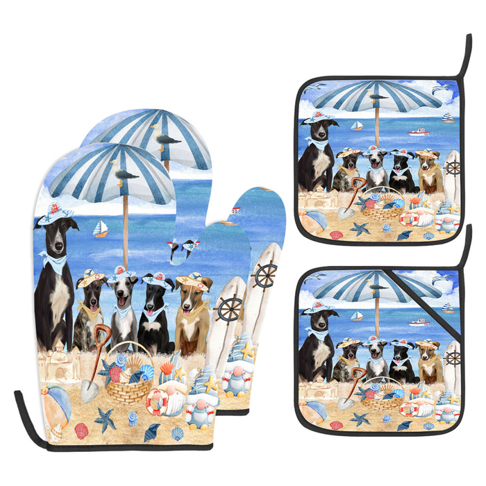 Greyhound Oven Mitts and Pot Holder Set: Explore a Variety of Designs, Personalized, Potholders with Kitchen Gloves for Cooking, Custom, Halloween Gifts for Dog Mom