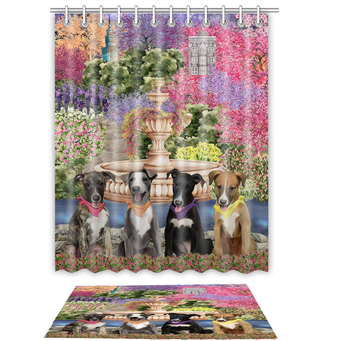 Greyhound Shower Curtain & Bath Mat Set - Explore a Variety of Personalized Designs - Custom Rug and Curtains with hooks for Bathroom Decor - Pet and Dog Lovers Gift