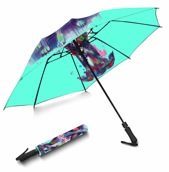 Custom Pet Name Personalized Watercolor Greyhound DogSemi-Automatic Foldable Umbrella