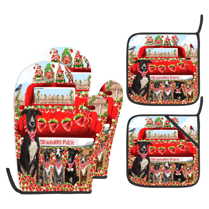 Greyhound Oven Mitts and Pot Holder Set: Explore a Variety of Designs, Custom, Personalized, Kitchen Gloves for Cooking with Potholders, Gift for Dog Lovers