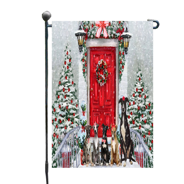 Christmas Holiday Welcome Greyhound Dogs Garden Flags- Outdoor Double Sided Garden Yard Porch Lawn Spring Decorative Vertical Home Flags 12 1/2"w x 18"h