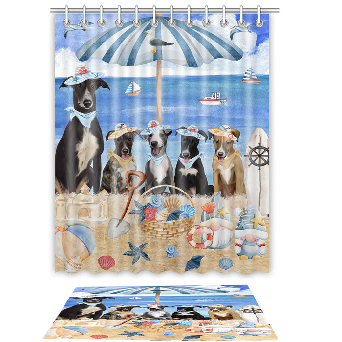Greyhound Shower Curtain & Bath Mat Set: Explore a Variety of Designs, Custom, Personalized, Curtains with hooks and Rug Bathroom Decor, Gift for Dog and Pet Lovers