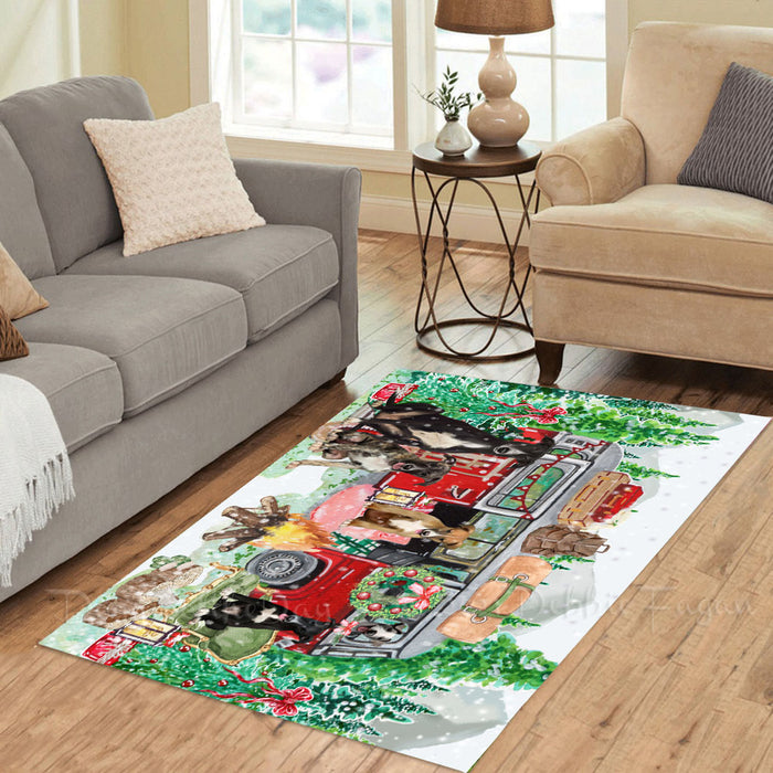 Christmas Time Camping with Greyhound Dogs Area Rug - Ultra Soft Cute Pet Printed Unique Style Floor Living Room Carpet Decorative Rug for Indoor Gift for Pet Lovers