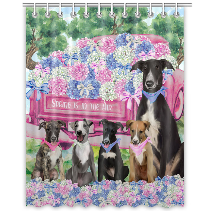 Greyhound Shower Curtain, Personalized Bathtub Curtains for Bathroom Decor with Hooks, Explore a Variety of Designs, Custom, Pet Gift for Dog Lovers