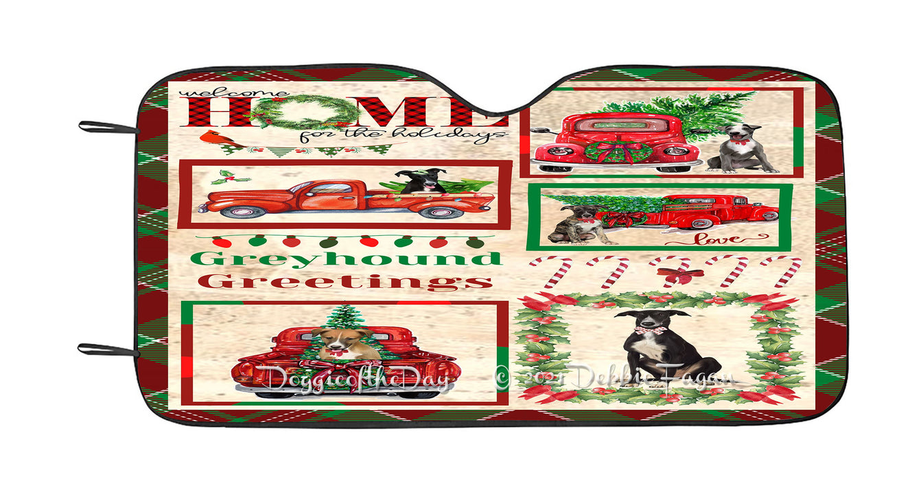 Welcome Home for Christmas Holidays Greyhound Dogs Car Sun Shade Cover Curtain