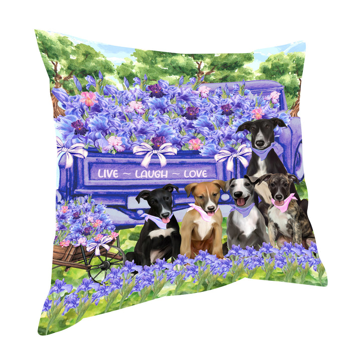 Greyhound Pillow: Cushion for Sofa Couch Bed Throw Pillows, Personalized, Explore a Variety of Designs, Custom, Pet and Dog Lovers Gift