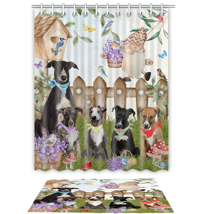 Greyhound Shower Curtain with Bath Mat Set, Custom, Curtains and Rug Combo for Bathroom Decor, Personalized, Explore a Variety of Designs, Dog Lover's Gifts