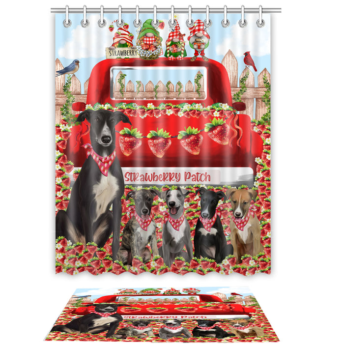 Greyhound Shower Curtain & Bath Mat Set: Explore a Variety of Designs, Custom, Personalized, Curtains with hooks and Rug Bathroom Decor, Gift for Dog and Pet Lovers