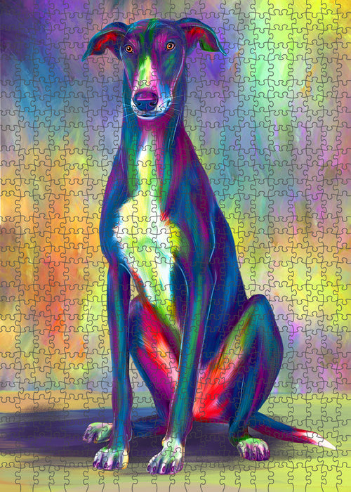 Paradise Wave Greyhound Dog Portrait Jigsaw Puzzle for Adults Animal Interlocking Puzzle Game Unique Gift for Dog Lover's with Metal Tin Box