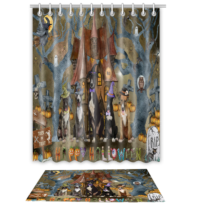 Greyhound Shower Curtain & Bath Mat Set - Explore a Variety of Custom Designs - Personalized Curtains with hooks and Rug for Bathroom Decor - Dog Gift for Pet Lovers