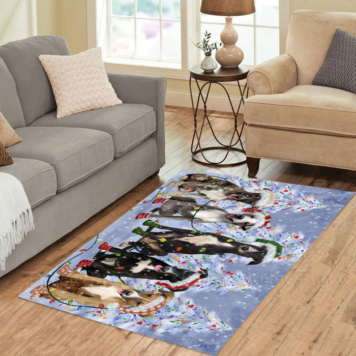 Christmas Lights and Greyhound Dogs Area Rug - Ultra Soft Cute Pet Printed Unique Style Floor Living Room Carpet Decorative Rug for Indoor Gift for Pet Lovers