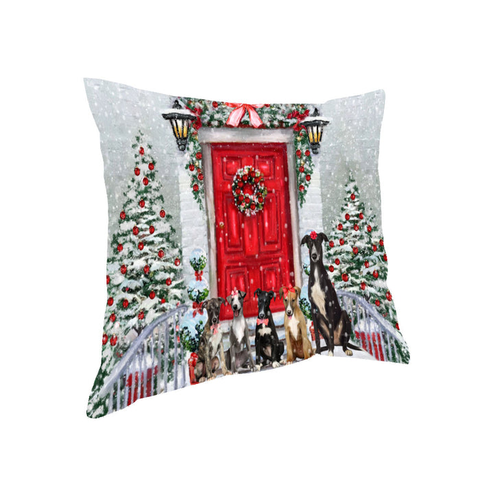 Christmas Holiday Welcome Greyhound Dogs Pillow with Top Quality High-Resolution Images - Ultra Soft Pet Pillows for Sleeping - Reversible & Comfort - Ideal Gift for Dog Lover - Cushion for Sofa Couch Bed - 100% Polyester