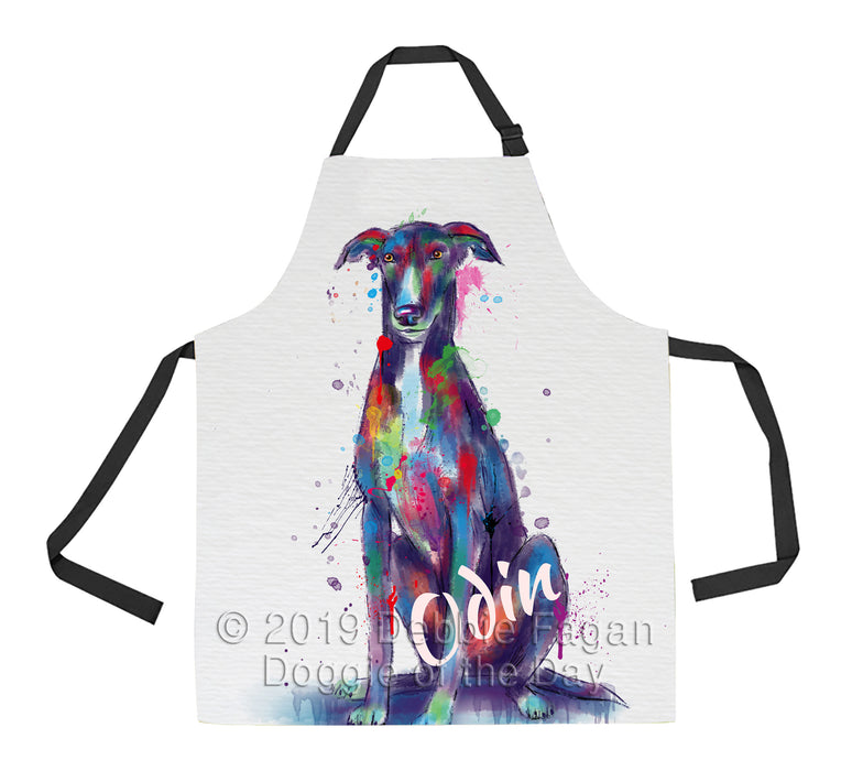 Custom Pet Name Personalized Watercolor Greyhound Dog Apron