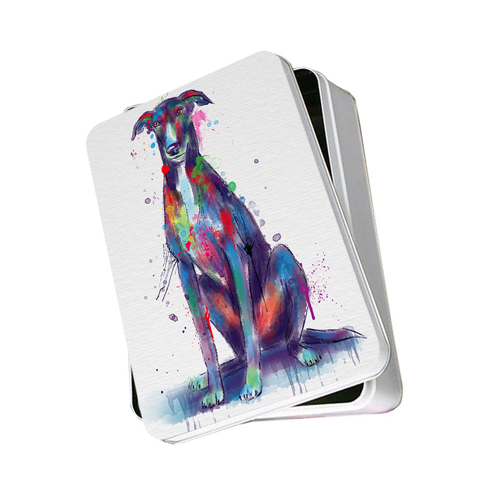 Watercolor Greyhound Dog Photo Storage Tin PITN57493