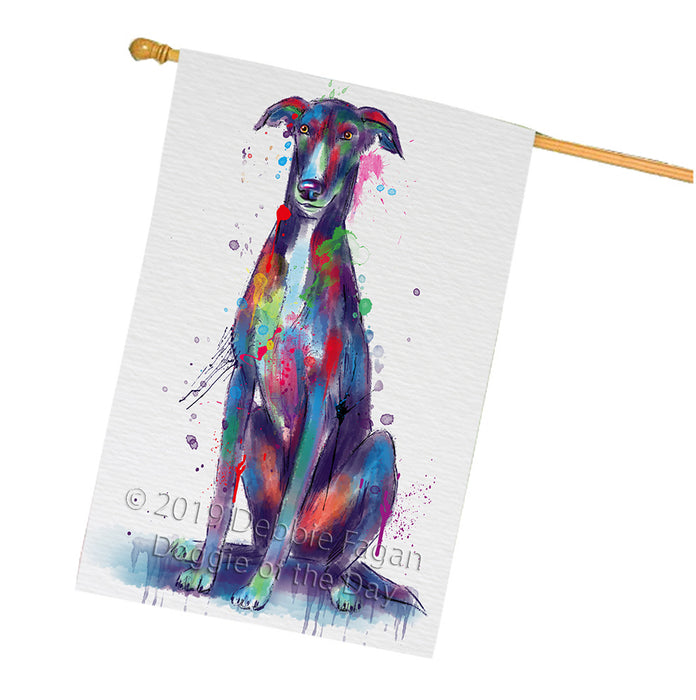 Watercolor Greyhound Dog House Flag FLG66420